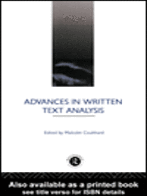 cover image of Advances in Written Text Analysis